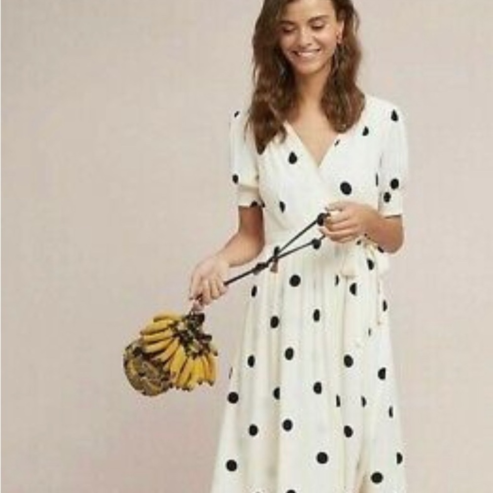 Anthropologie Breanna Wrap Polka Dot Dress